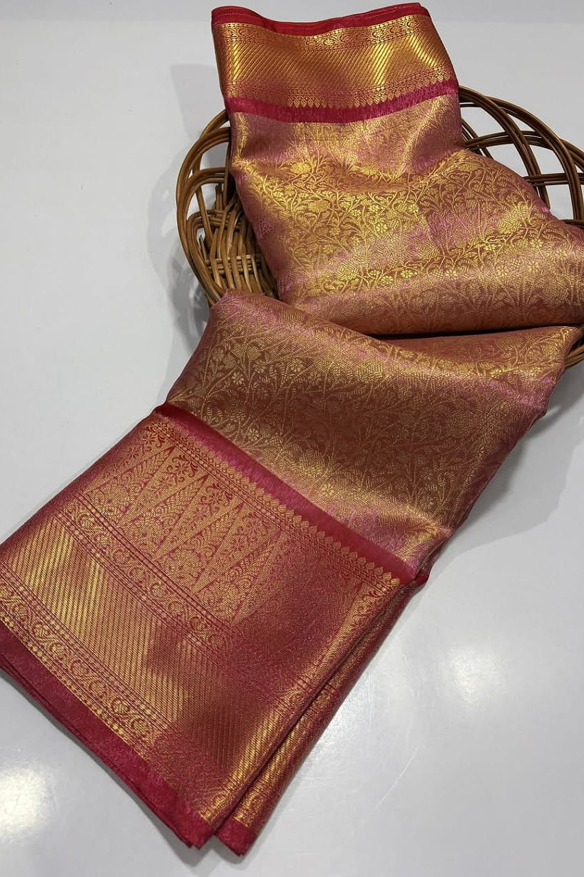 Banarasi Zari Tissue Silk Saree for Women | Soft & Lightweight with Intricate Weaving | Ideal for Weddings, Festivals & Special Occasions