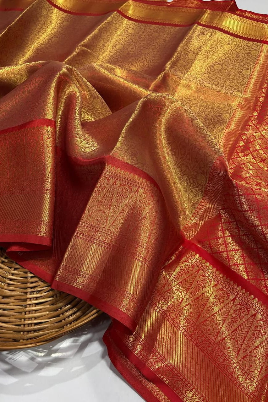 Banarasi Zari Tissue Silk Saree for Women | Soft & Lightweight with Intricate Weaving | Ideal for Weddings, Festivals & Special Occasions