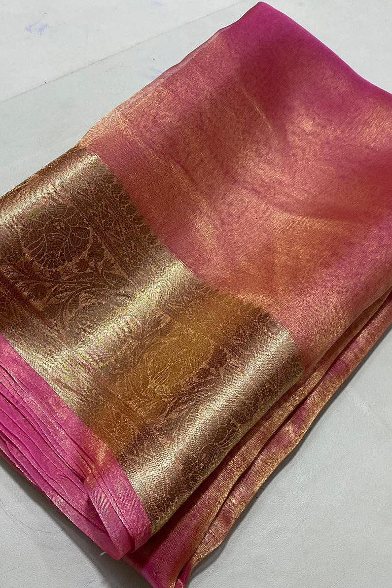 Banarasi Pure Tissue Silk Saree Handwoven with Zari Work | Lightweight & Elegant | Traditional Indian Wedding & Festive Wear for Women