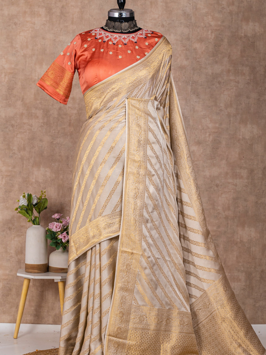 Pure Satin Silk With Beautiful Weaving Saree