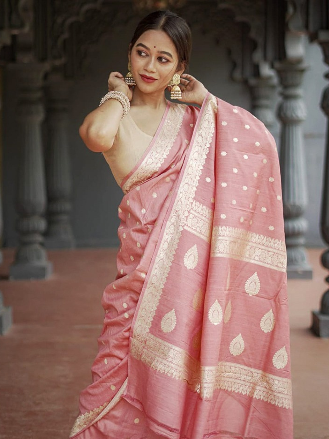 Georgette Zari Buti Work Banarasi Saree