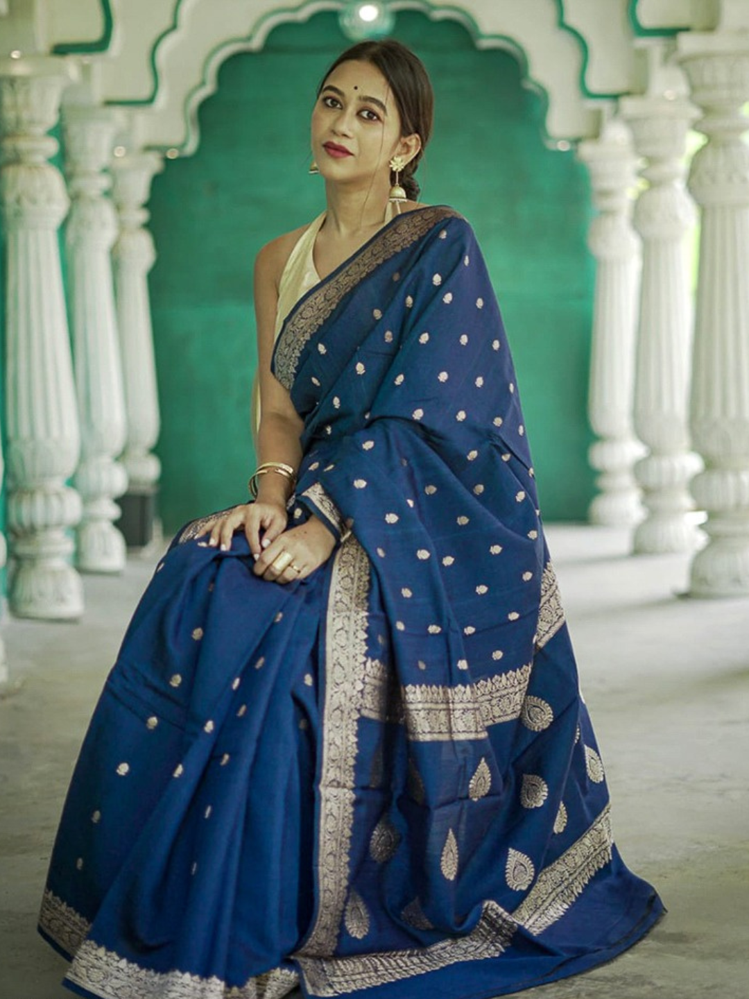 Georgette Zari Buti Work Banarasi Saree