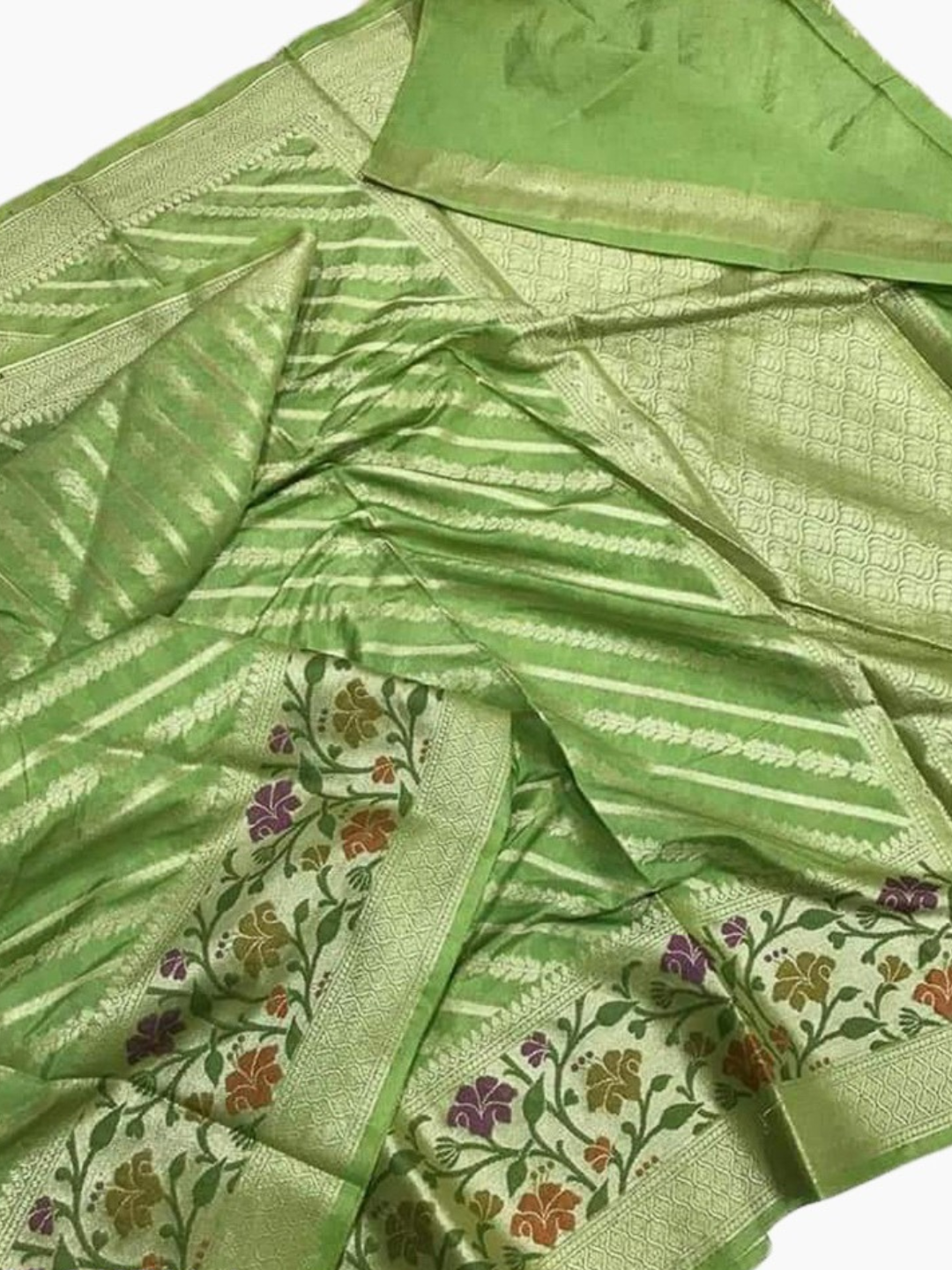 Georgette Resham and Zari Meenakari Border Work Banarasi Saree