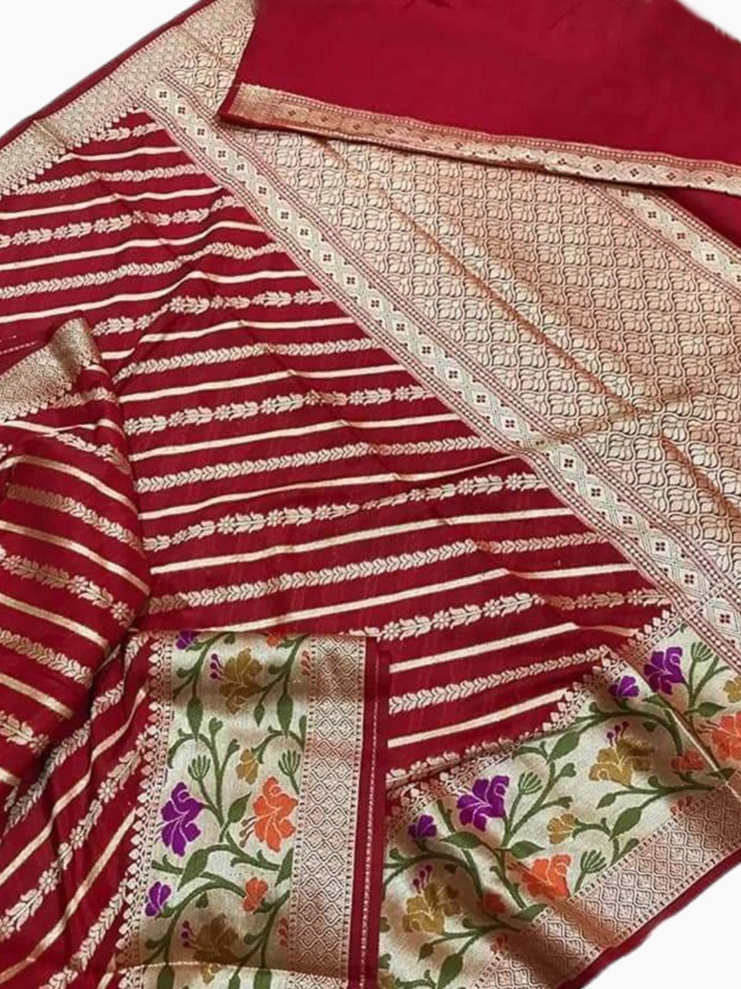 Georgette Resham and Zari Meenakari Border Work Banarasi Saree