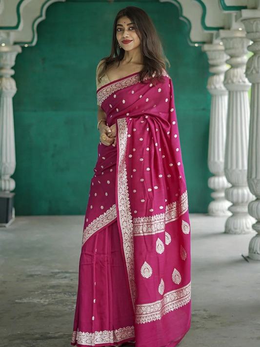 Georgette Zari Buti Work Banarasi Saree