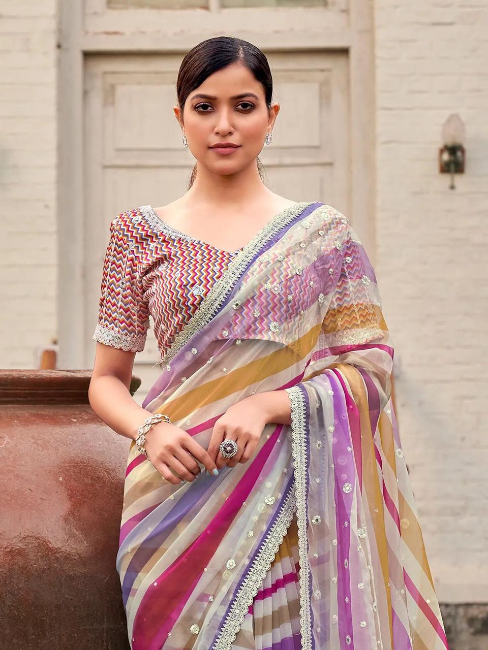 Glamorous Designer Premium Georgette Digital Print Saree