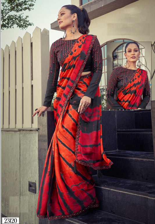 Grace Ready To Wear Silk Georgette  Saree with Stitched Blouse