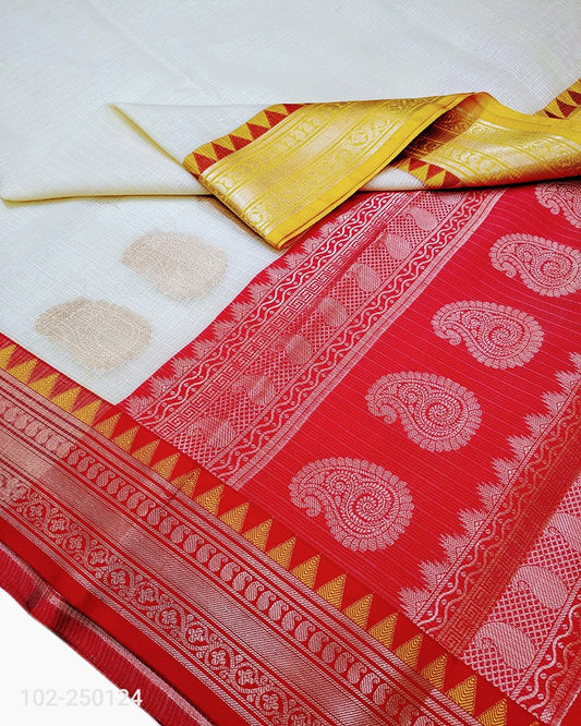 Luxurious Cotton Zari Kota Weave Banarasi Saree