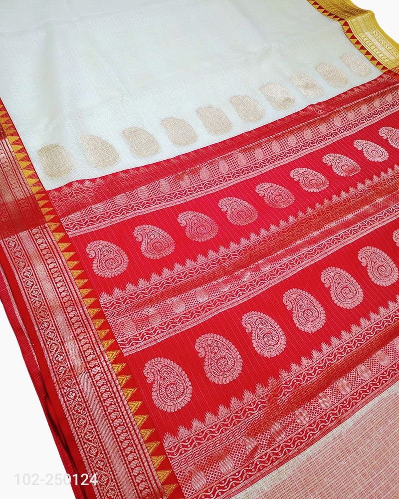 Luxurious Cotton Zari Kota Weave Banarasi Saree