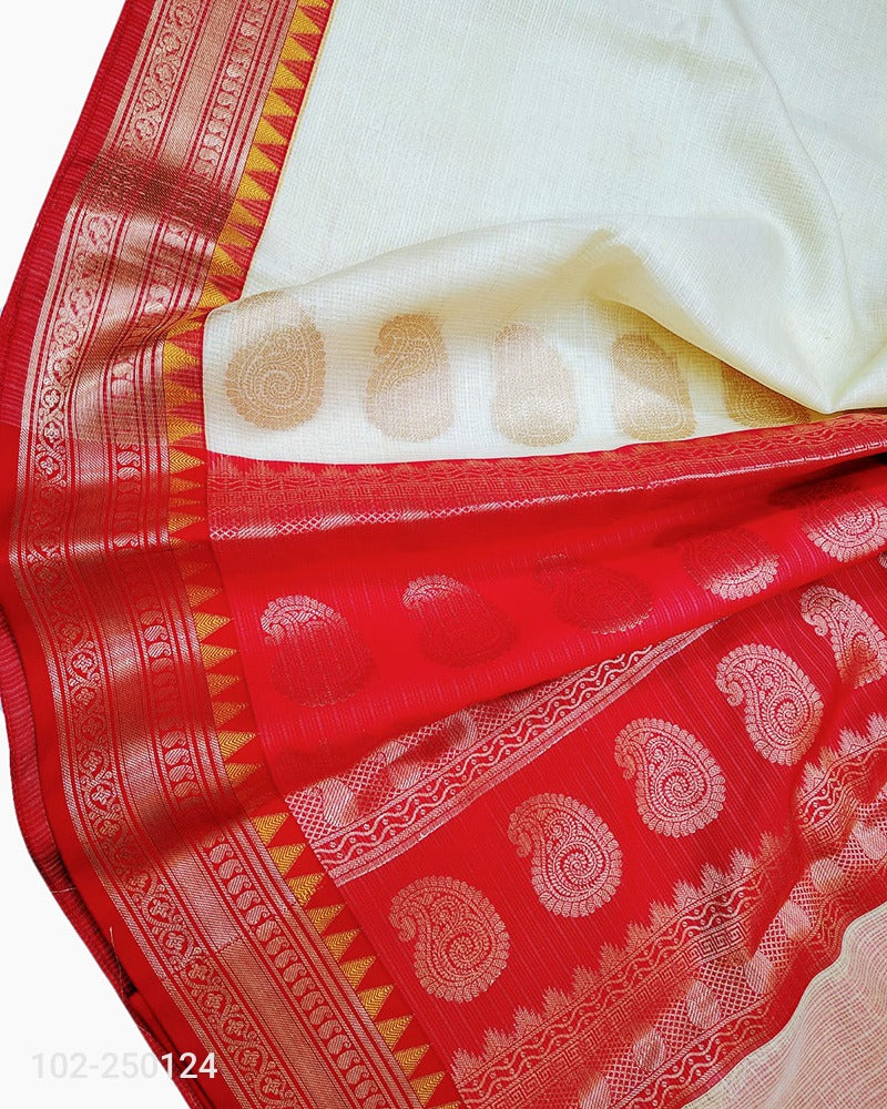 Luxurious Cotton Zari Kota Weave Banarasi Saree