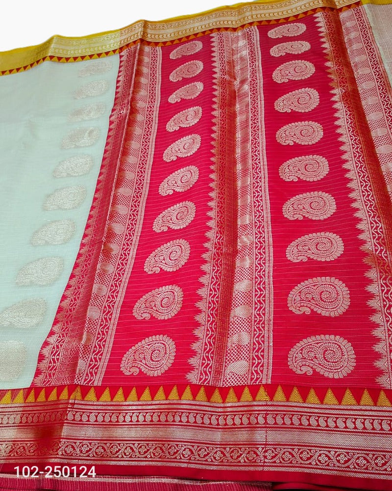 Luxurious Cotton Zari Kota Weave Banarasi Saree