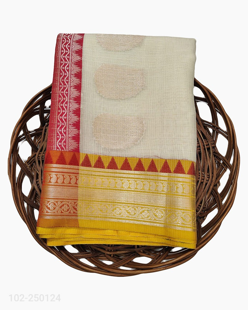 Luxurious Cotton Zari Kota Weave Banarasi Saree