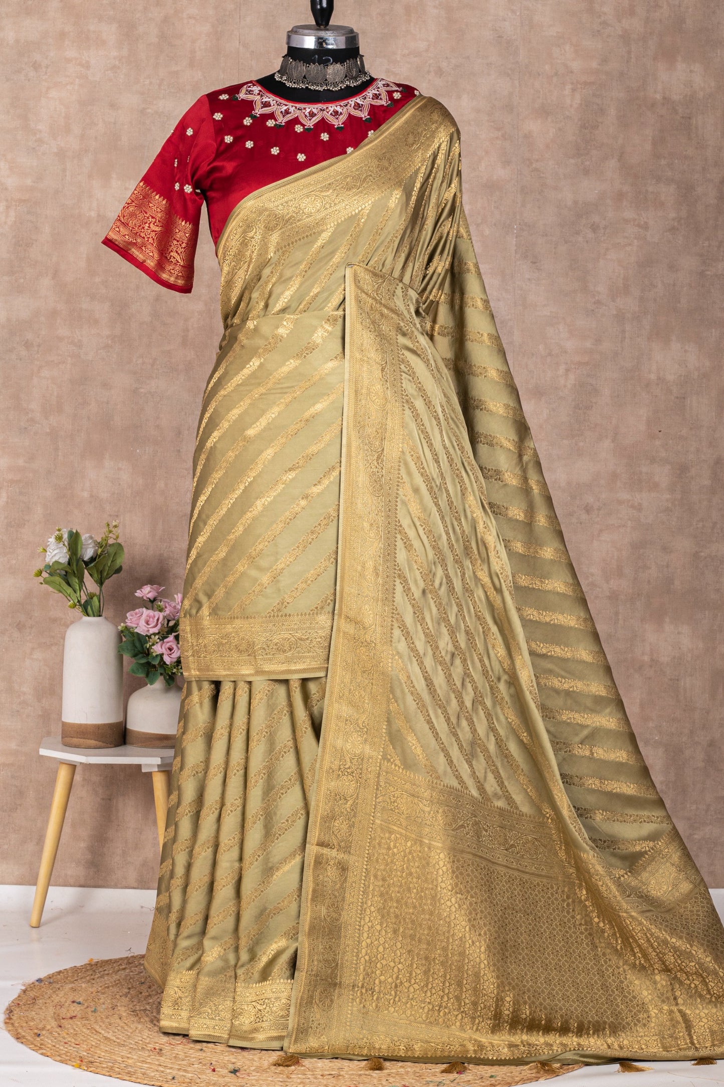 Pure Satin Silk With Beautiful Weaving Saree