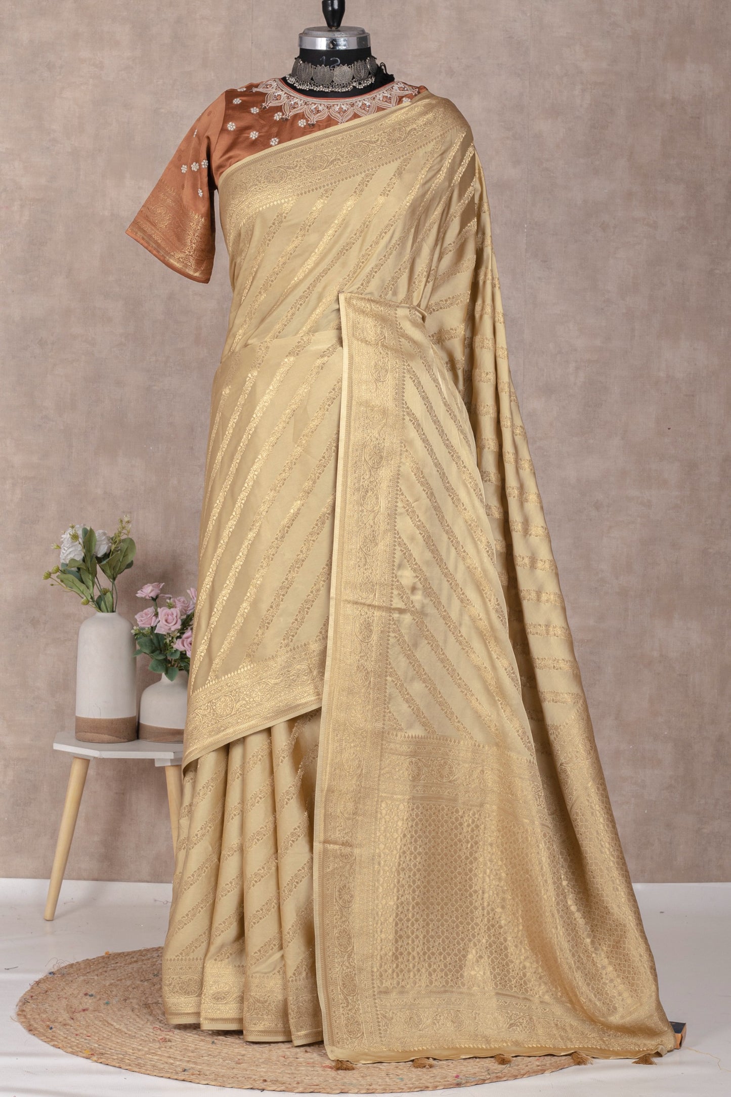 Pure Satin Silk With Beautiful Weaving Saree