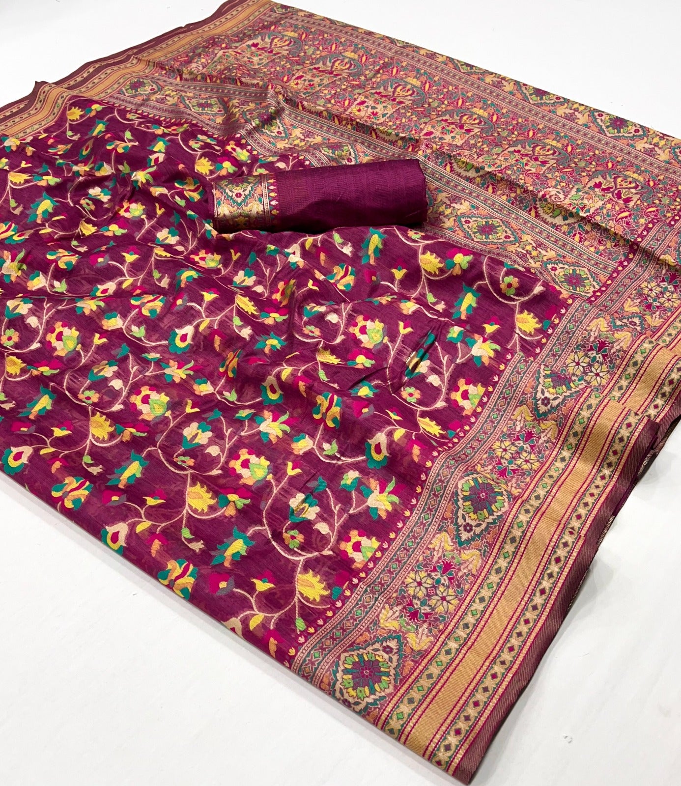 Premium Soft Pashmina Saree with Exquisite Border Detailing