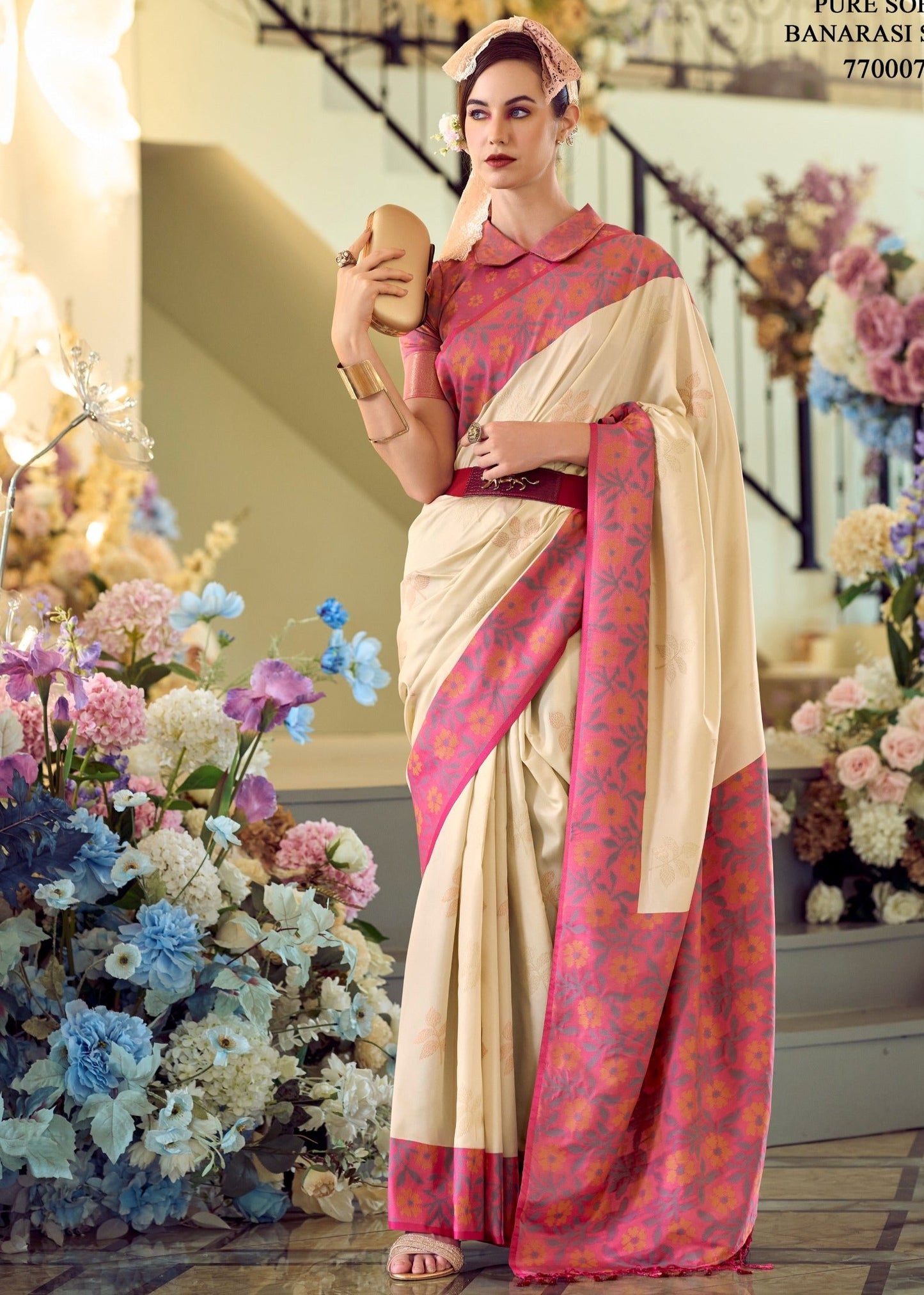 Soft Silk Ikkat Saree Adorned with Beautiful Contrast Weaving Pattern