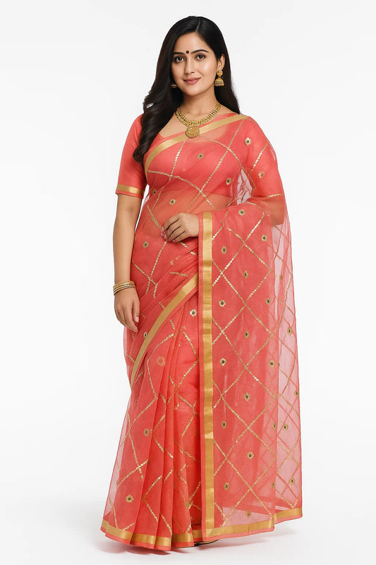 Emira Kota Doria Saree with Gota pati jhal work