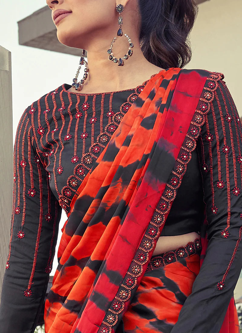 Grace Ready To Wear Silk Georgette  Saree with Stitched Blouse